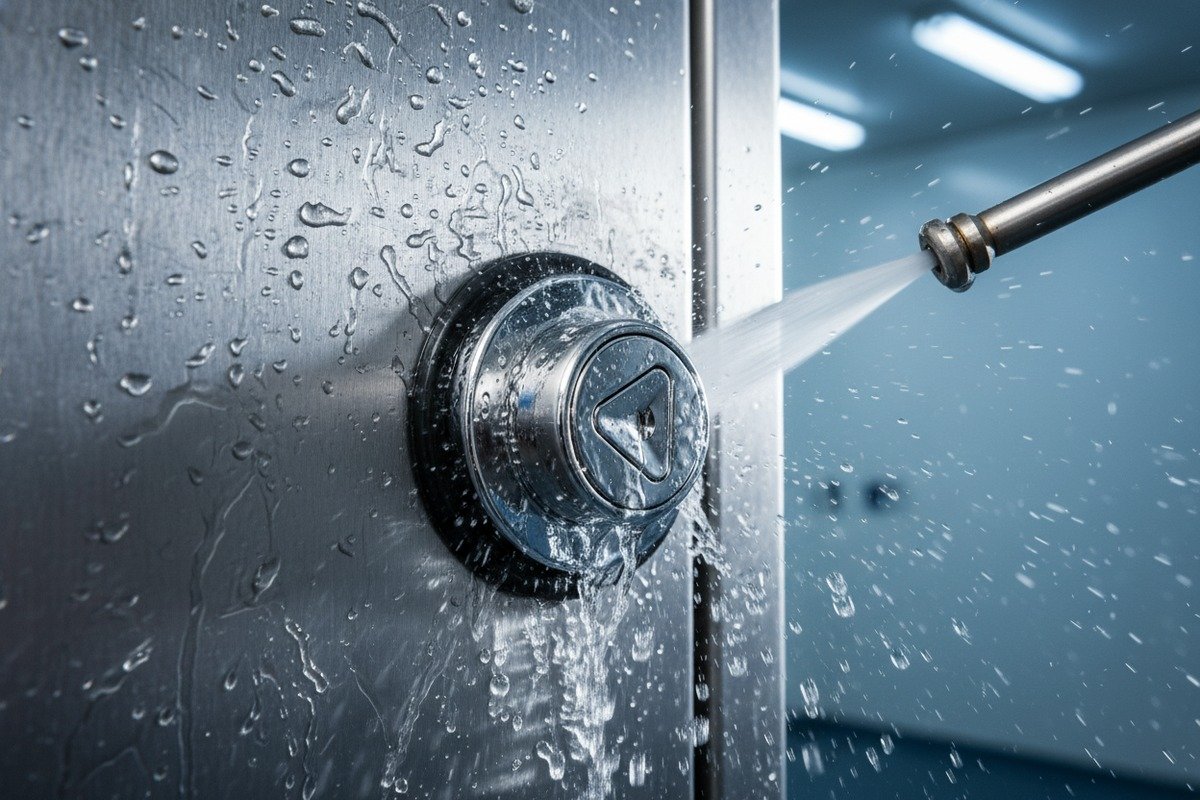 NEMA 4X Compliance Locks Stainless steel cam locks ensuring NEMA 4X compliance and watertight integrity for enclosures (ID#3)