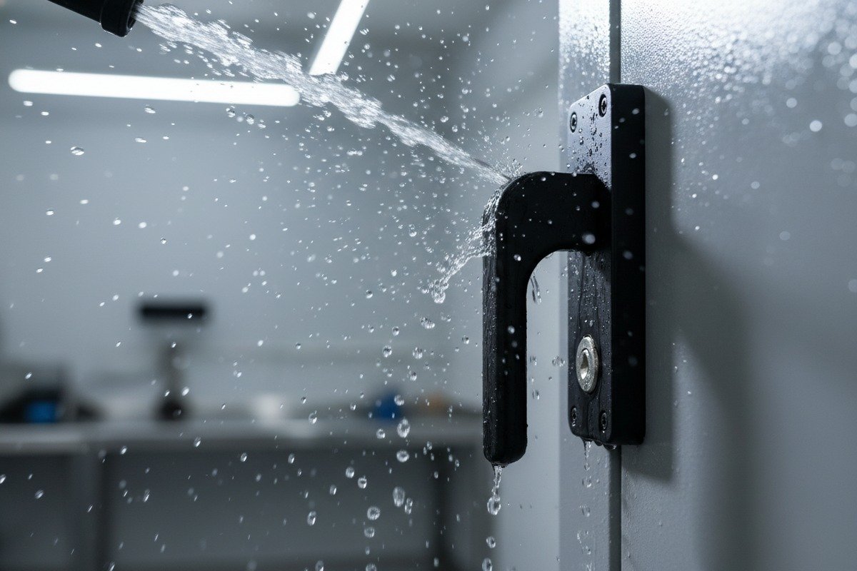 PV cabinet locks meeting NEMA 4X and IP66 standards for dust and water resistance (ID#2)