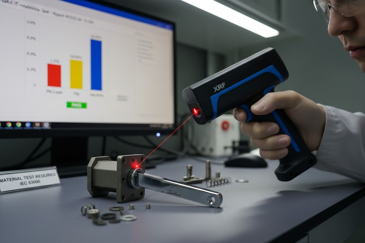 Material testing reports including XRF screening and ICP-MS for custom cabinet latch compliance (ID#3)