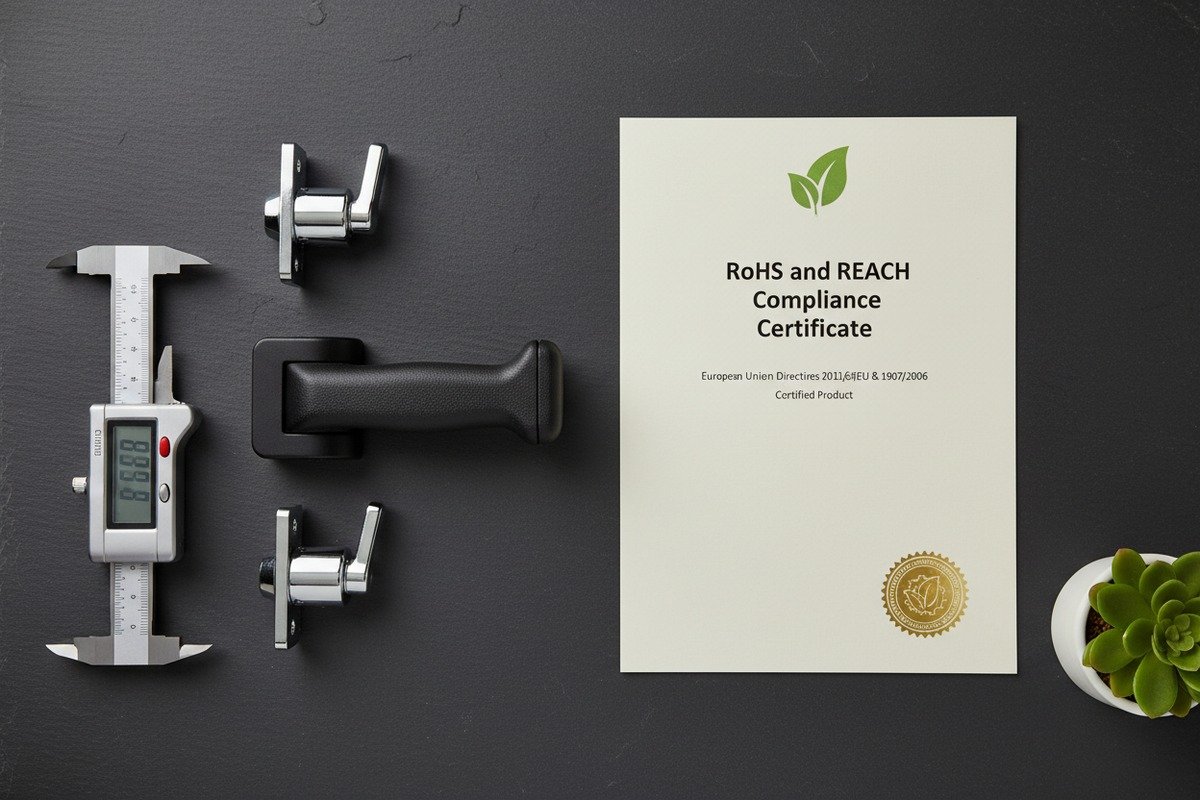 Environmental compliance documents including RoHS and REACH for UL-certified cabinet hardware exports (ID#3)