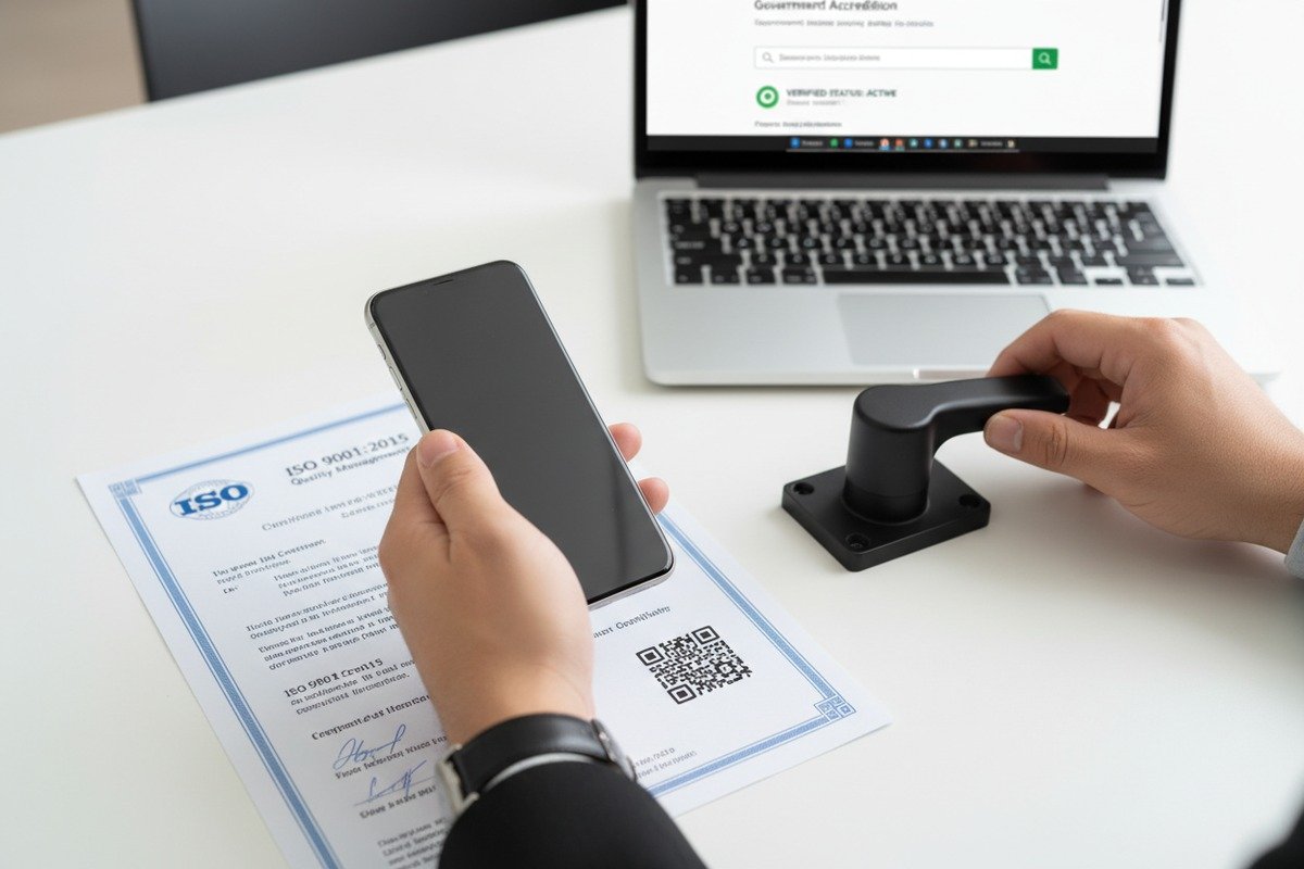 Verifying authenticity of cam lock supplier ISO and CE certificates through accreditation databases (ID#2)