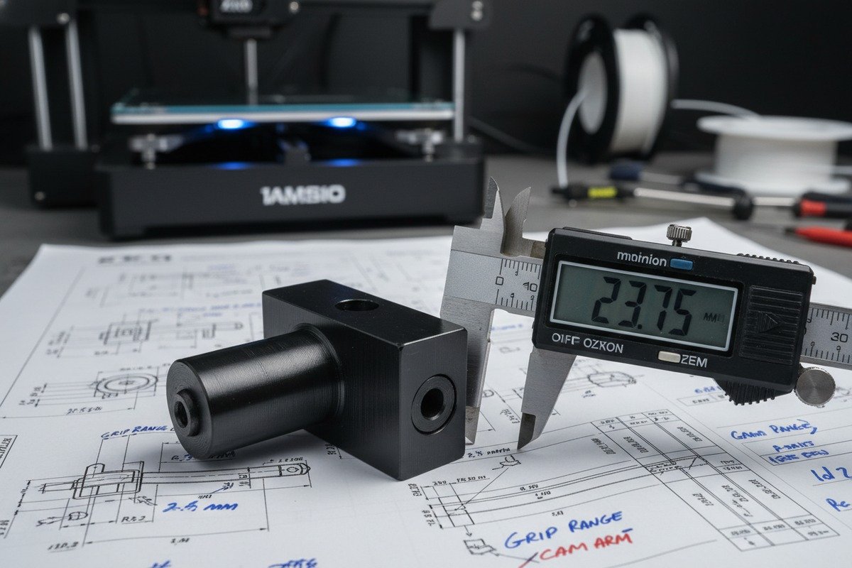 Custom 3D cam lock design validation using DFM review and functional prototyping (ID#2)