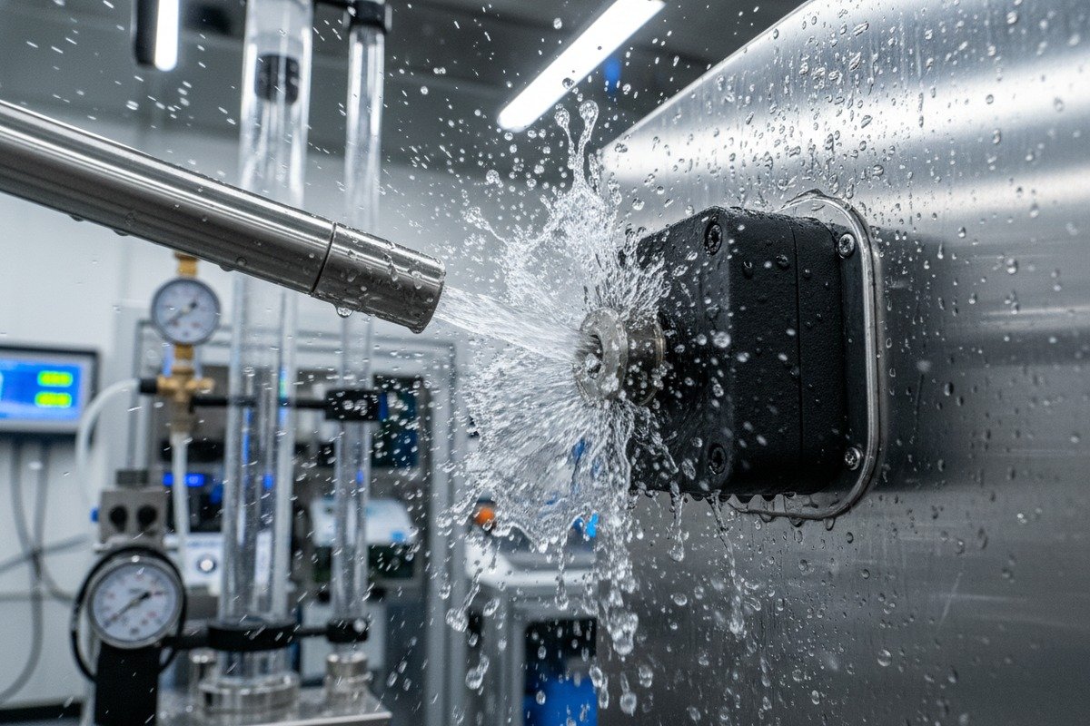 Cam lock testing protocols for IP66 water jet and NEMA 4X standards compliance (ID#3)